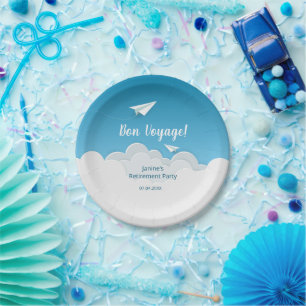 Paper Aeroplane in the Sky Going Away Party Plate