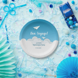 Paper Aeroplane in the Sky Going Away Party Plate