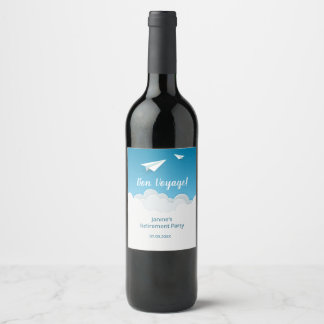 Paper Aeroplane in the Sky Going Away Party Wine Label