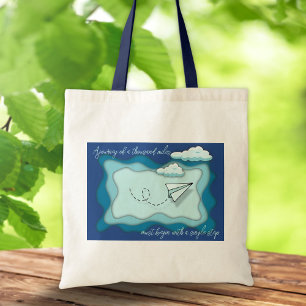 Paper aeroplane Journey begin with a single Tote Bag