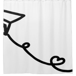Paper aeroplane line art paper shower curtain