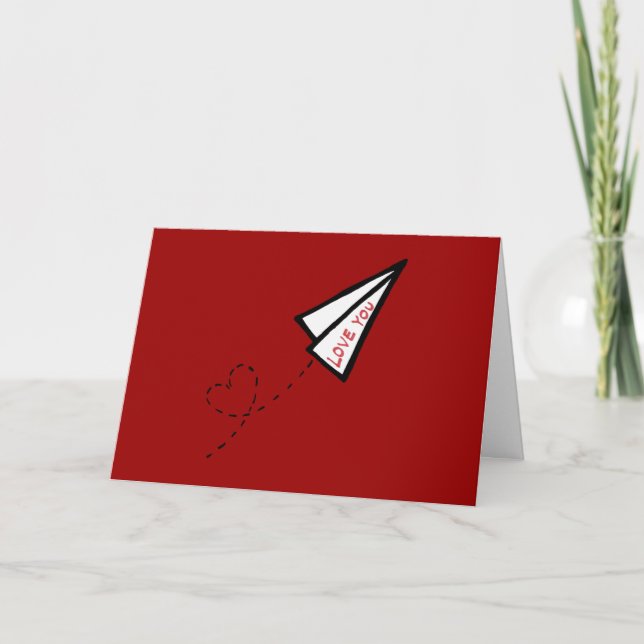 Paper Aeroplane Love Letter Card (Front)