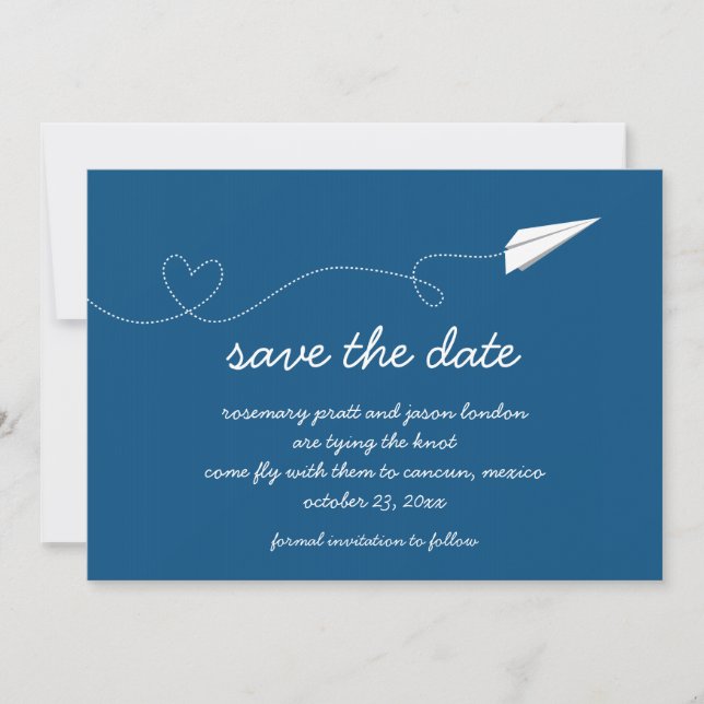 Paper Aeroplane Save the Date (Front)