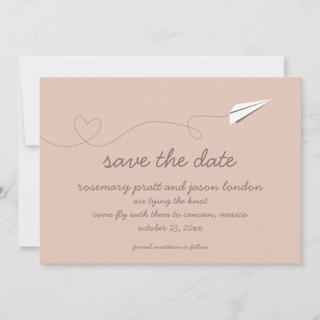 Paper Aeroplane Save the Date (Front)