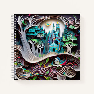Paper Art Colourful Castle in the Forest Notebook