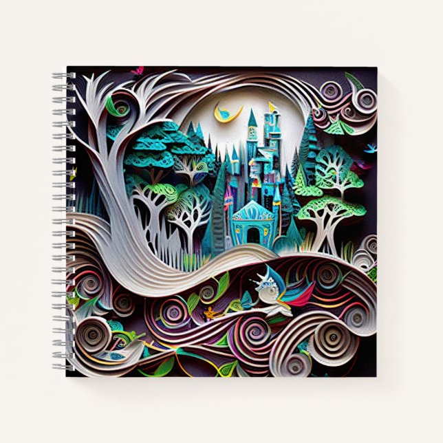 Paper Art Colourful Castle in the Forest Notebook (Front)