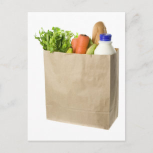 Paper bag full of groceries postcard