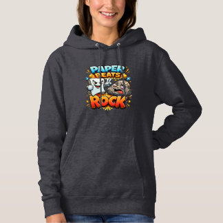 Paper beats rock, funny design hoodie