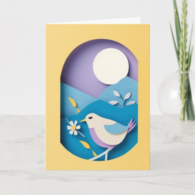 Paper Bird Moonlight Card (Front)