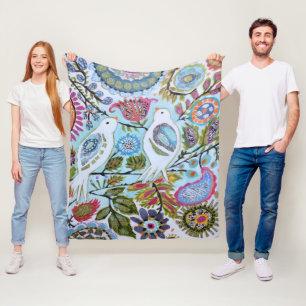 Paper Birds I Fleece Blanket