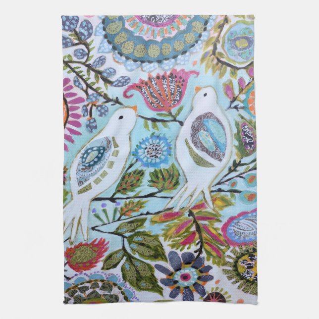 Paper Birds I Tea Towel (Vertical)