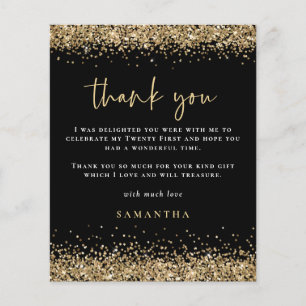 PAPER Black Gold Glitter Twenty First Thank You