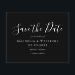 PAPER Black Wedding Save The Date<br><div class="desc">Are you trying to organise your wedding on a strict budget? Don't worry we've got you covered! We've taken some of our most popular wedding designs and created a true budget range, using paper that is usually reserved for business flyers. This 4.5"x5.6" 80lb paper has a matte finish, is FSC...</div>