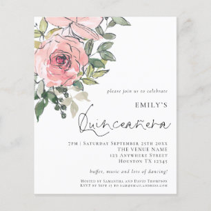 PAPER Blush Pink Florals Quinceañera Invite