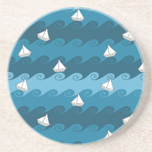 Paper Boats Pattern Coaster