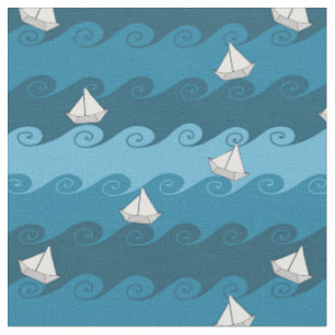 Paper Boats Pattern Fabric