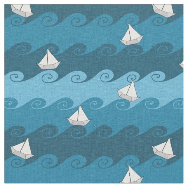 Paper Boats Pattern Fabric (Close Up)