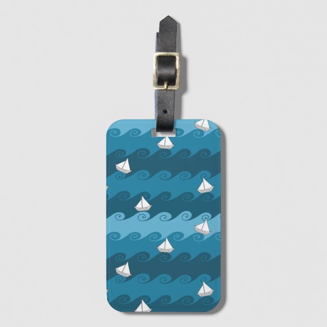 Paper Boats Pattern Luggage Tag (Front Vertical)