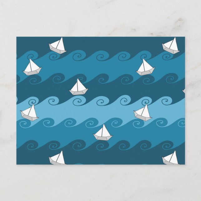 Paper Boats Pattern Postcard (Front)