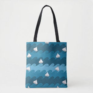 Paper Boats Pattern Tote Bag