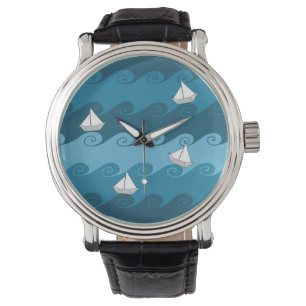 Paper Boats Pattern Watch