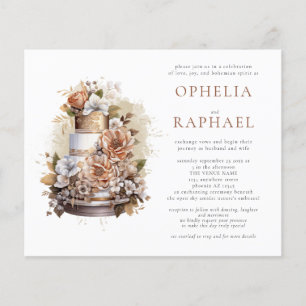 PAPER Boho Cake Florals Bohemian Wedding Invite