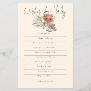 PAPER   Boho Chic Bear Wishes for Baby Shower game
