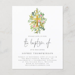 PAPER   Botanical Eucalyptus Cross Baptism Invite