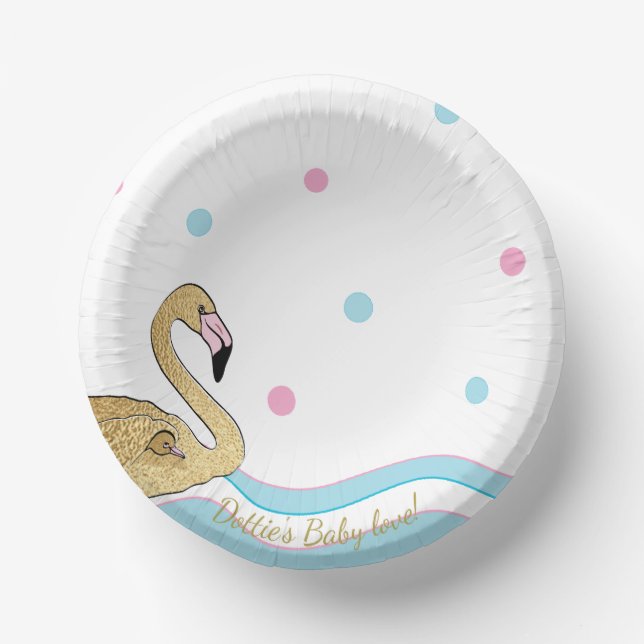 Paper Bowls "Gold Flamingo Baby & Mummy" Plate (Front)
