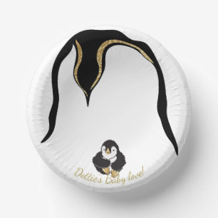 Paper Bowls "Gold Penguin Baby & Mummy" Paper Plate