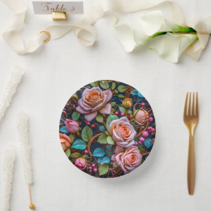 Paper Bowls- Pink Vintage Roses Plate
