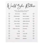 PAPER Bridal Shower Party Game Would She Rather