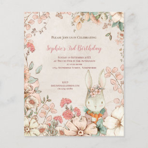 PAPER   Bunny Floral 3rd Birthday Girl Invitation