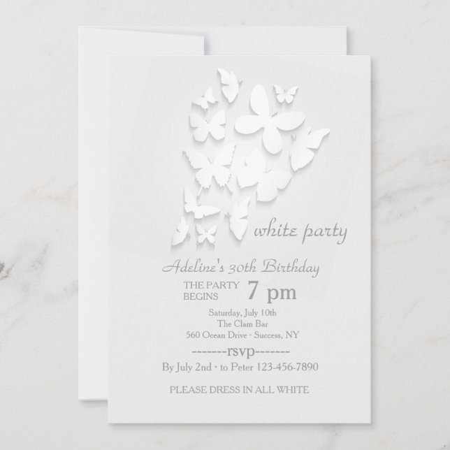 Paper Butterflies Invitation (Front)