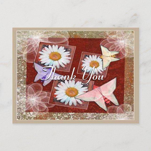 Paper Butterflies Thank You Postcard (Front)