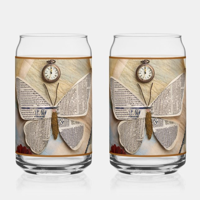 Paper Butterfly Soda Glass (Front)