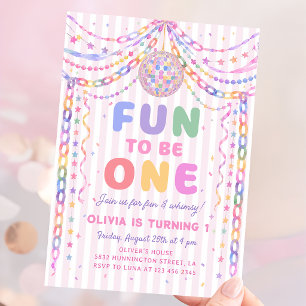 Paper Chains Disco Fun to be One 1st Birthday Invitation