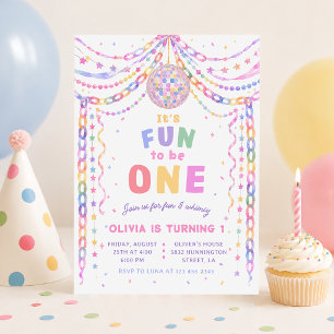 Paper Chains Disco Fun to be One 1st Birthday Invitation