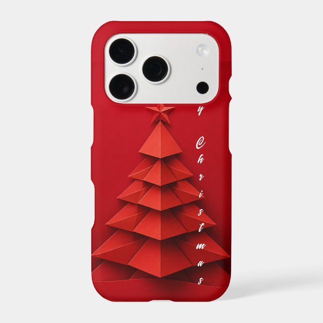 Paper Christmas Tree Red Background (Back)