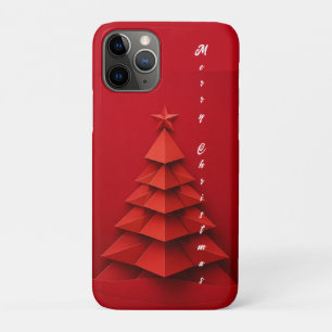 Paper Christmas Tree Red Background Case-Mate iPhone Case