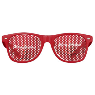 Paper Christmas Tree Red Background Retro Sunglasses