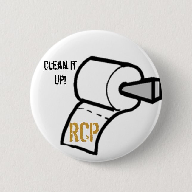 paper, Clean It Up!, 6 Cm Round Badge (Front)