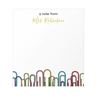 Paper Clip Customisable Teacher Appreciation Notepad