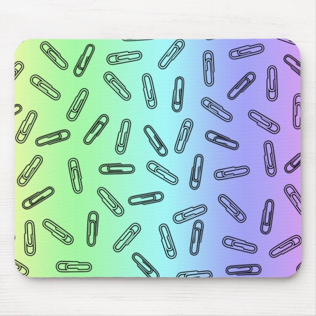 Paper Clips Over Rainbow Mouse Pad (Front)