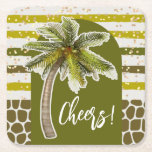 Paper Coaster<br><div class="desc">Chic tropical palm tree on stripes and wild animal spots,  the word Cheers decorates these fun paper coasters. MATCHING items in our collection.</div>