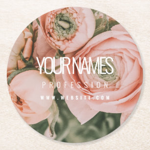 PAPER COASTER BUSINESS CARD : PEONIES