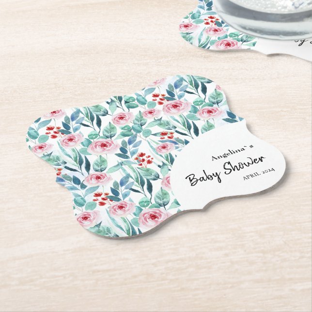 Paper Coaster for baby shower with cute design. (Angled)