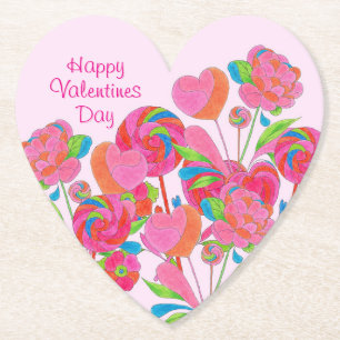 Paper Coaster Heart Lollipop Flower