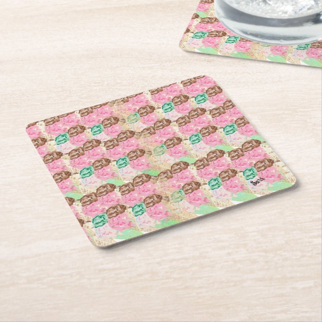 Paper Coaster  :   Ice Cream  Flavours  (Angled)