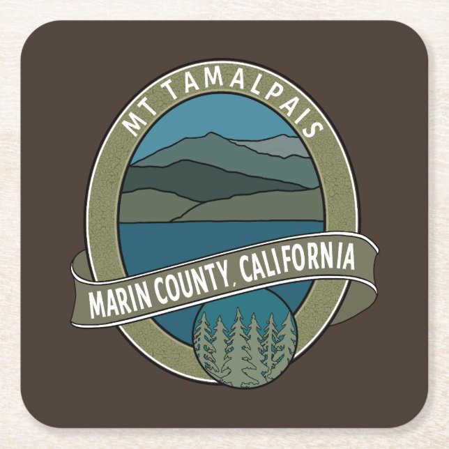 Paper Coaster Oval Mt Tamalpais Marin California  (Front)